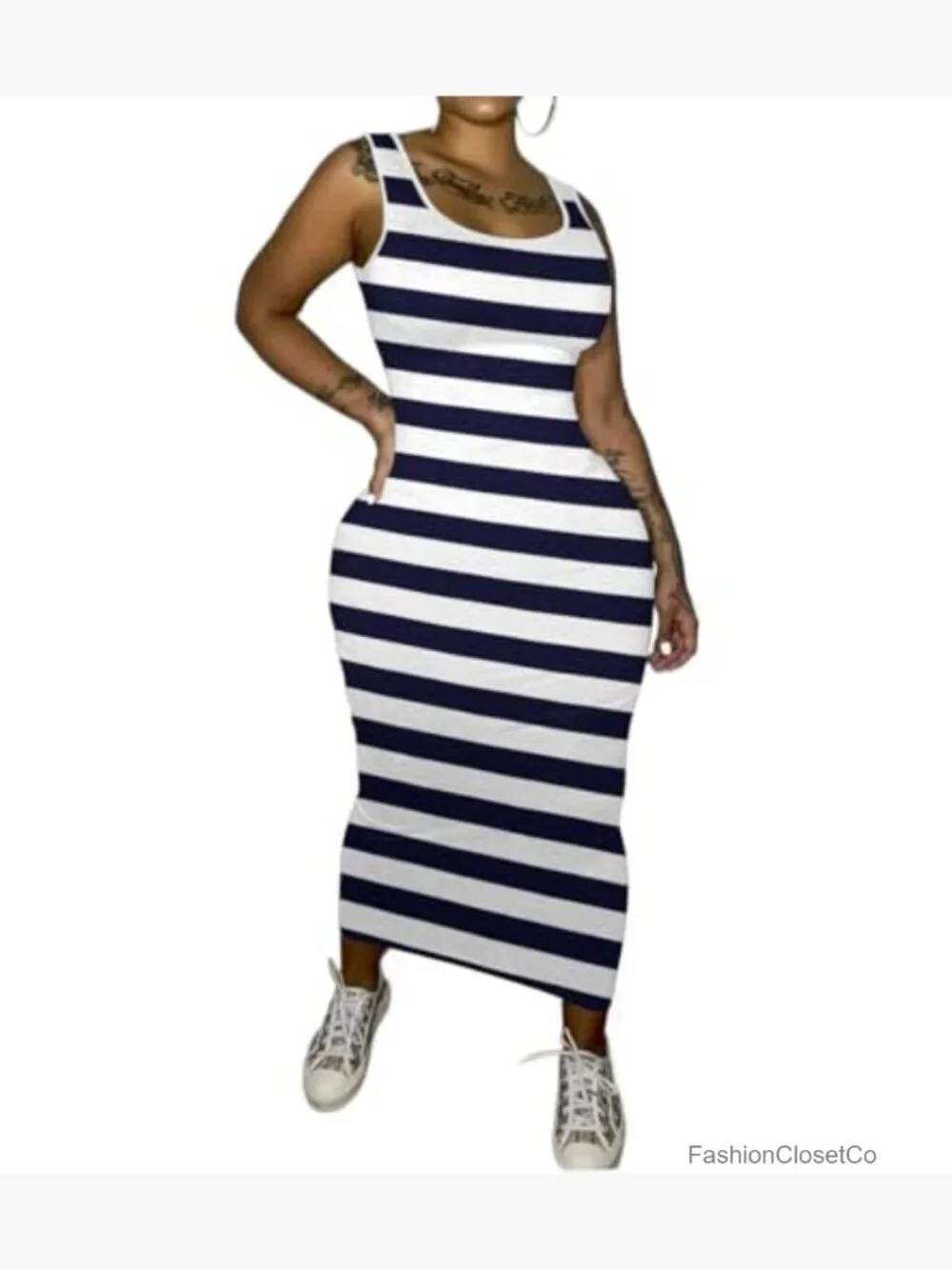Sleeveless Bodycon Tank Maxi Dress with High Stretch for Party Club Beach - Picture 2 of 4